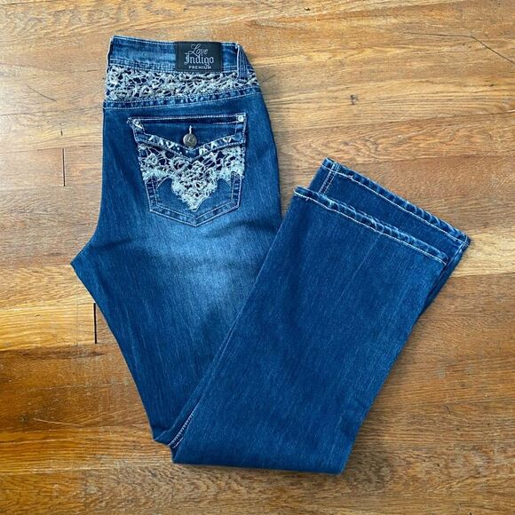 Love Indigo Bootcut Embordered Denim Jeans Women Size 10 - Picture 1 of 11
